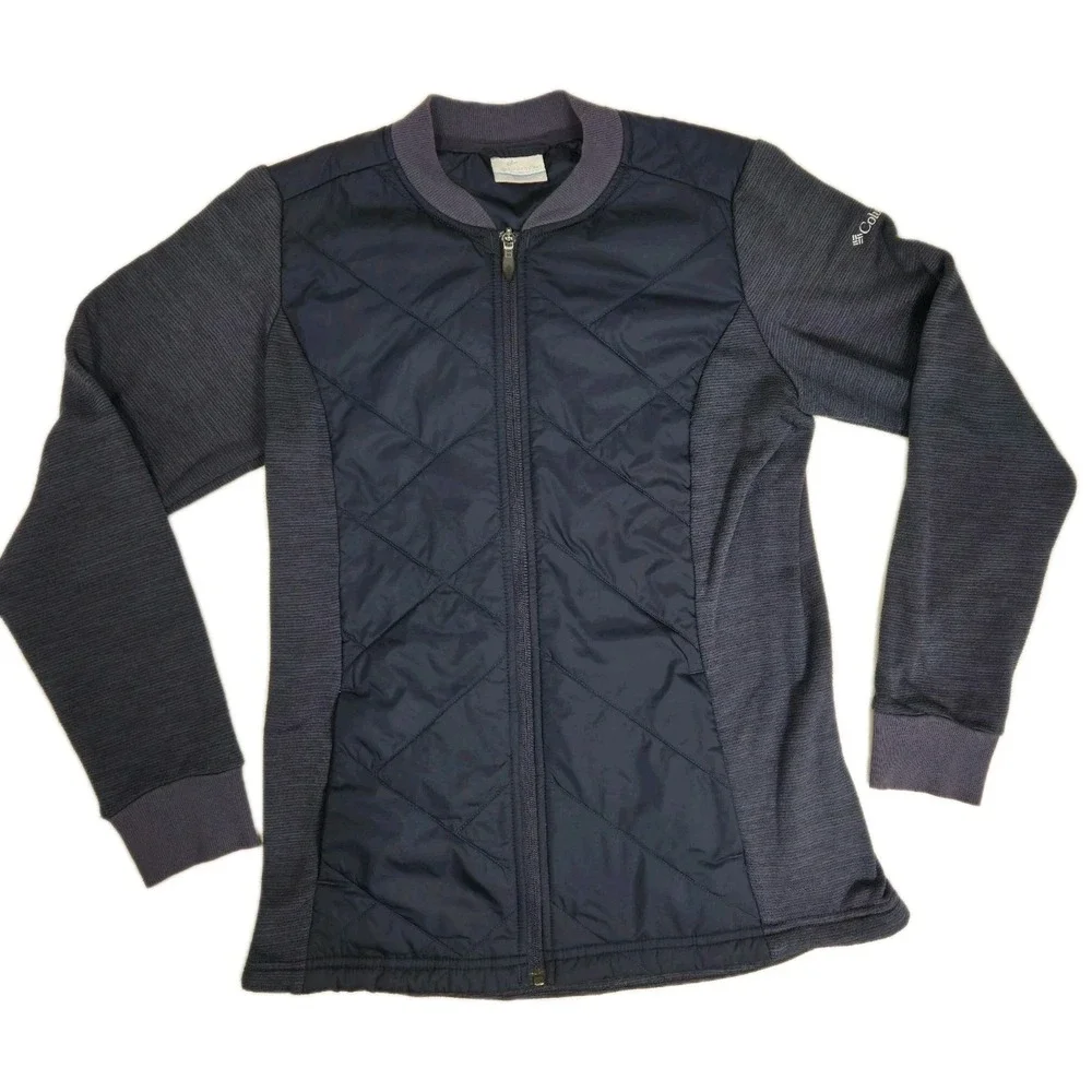 Columbia Womens Piney Ridge Hybrid Full Zip Quilted Jacket Navy Blue Medium